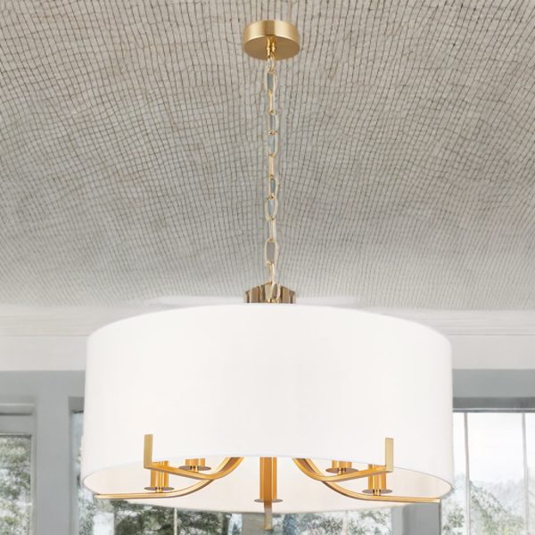 5L SATIN BRASS C/W WHITE DRUM SHADE