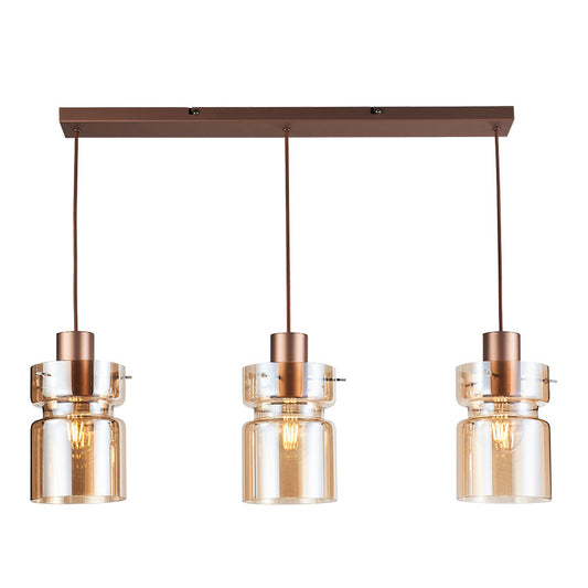 COPPER FINISH w/ AMBER GLASS CAMDEN PENDANT FITTING