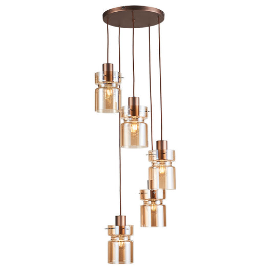 COPPER FINISH w/ AMBER GLASS CAMDEN PENDANT FITTING