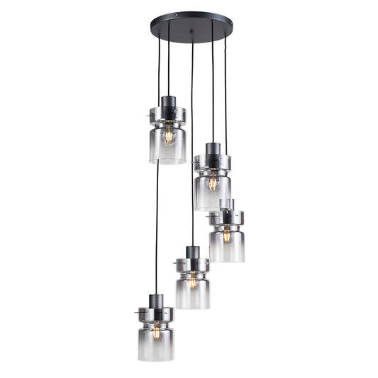 MATT GREY FINISH w/ SMOKE GLASS CAMDEN PENDANT FITTING