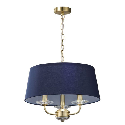 3L SATIN BRASS STYLO  w/ NAVY SHADE STYLO PENDANT