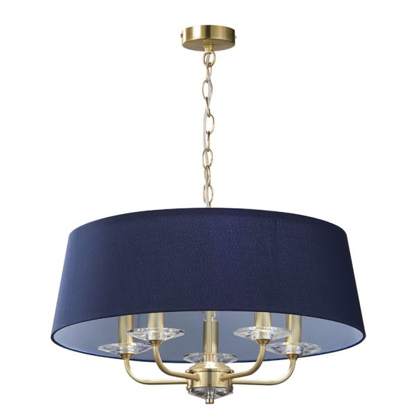5L SATIN BRASS w/ NAVY SHADE STYLO PENDANT