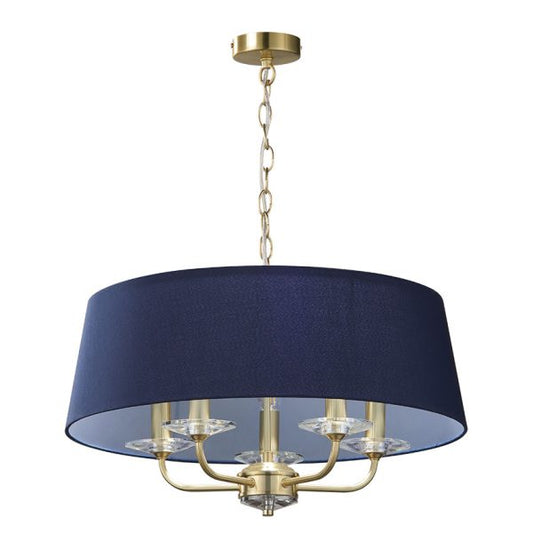 5L SATIN BRASS w/ NAVY SHADE STYLO PENDANT