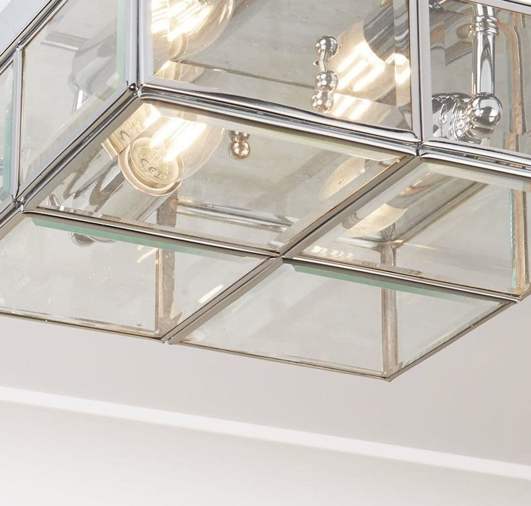 Pisa 2Lt Flush - Chrome Metal & Clear Bevelled Glass