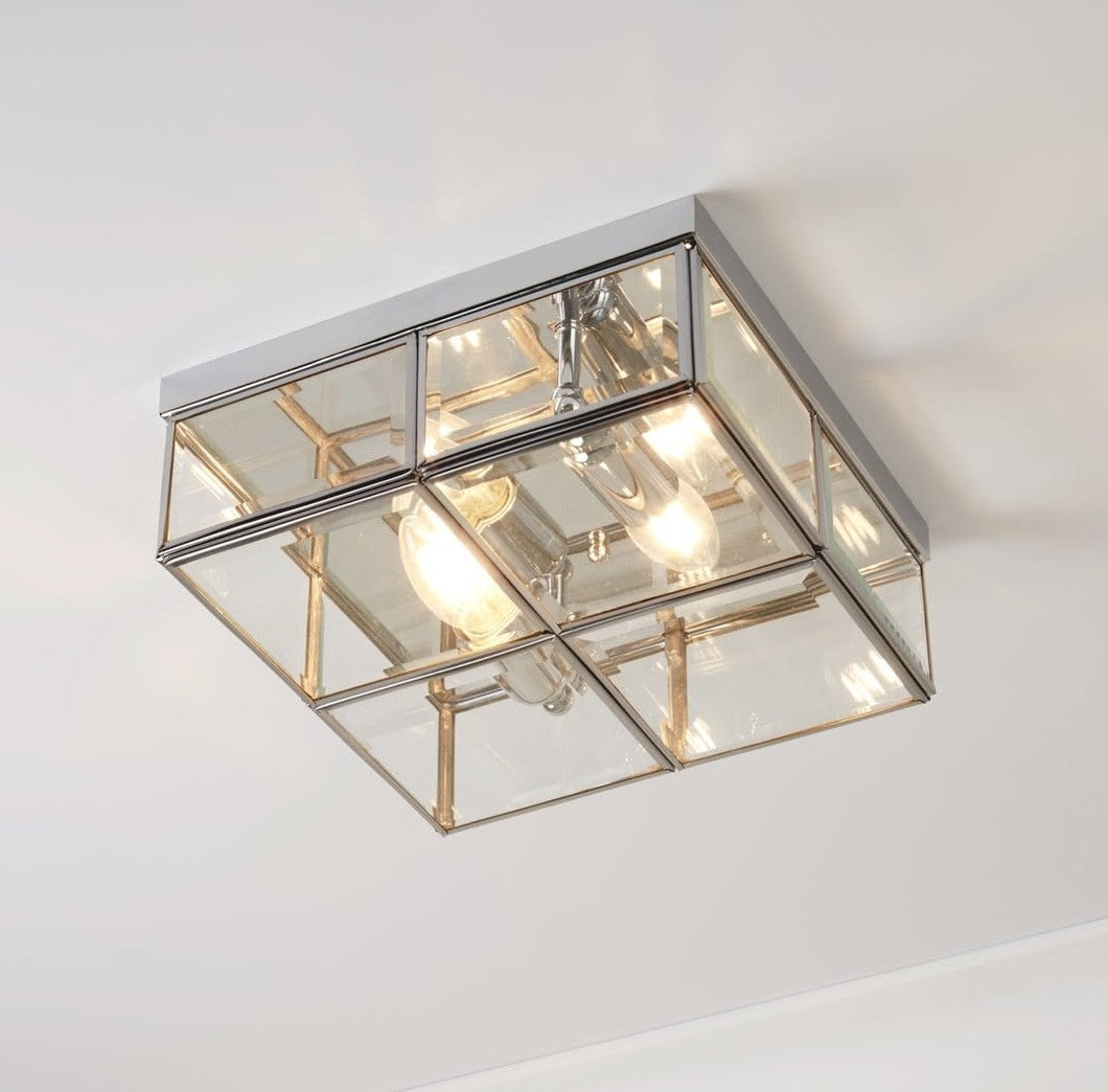Pisa 2Lt Flush - Chrome Metal & Clear Bevelled Glass