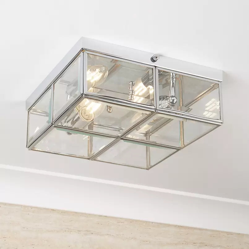 Pisa 2Lt Flush - Chrome Metal & Clear Bevelled Glass