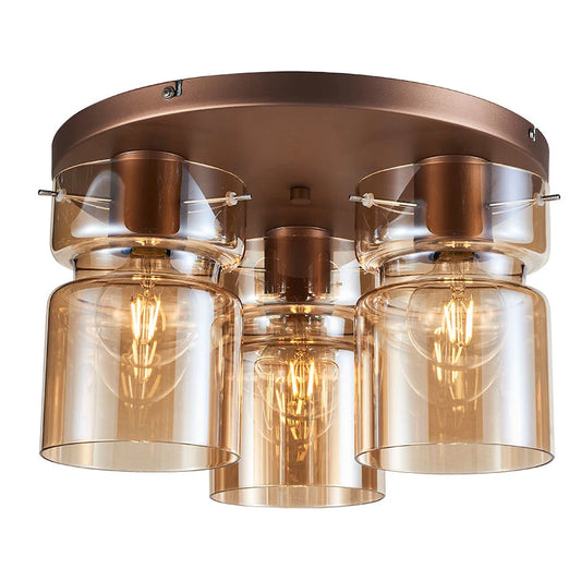 Camden Glass Ceiling Light (Copper, Amber Glass Finish)
