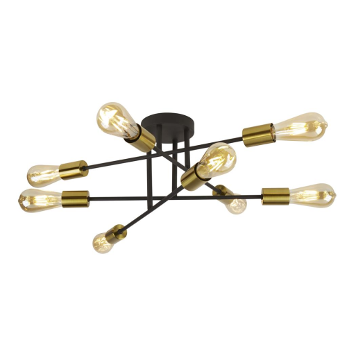 Armstrong 8LT Semi-Flush - Black & Satin Brass Metal