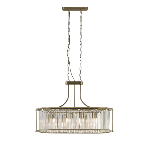 Victoria 5LT Oval Pendant - Antique Brass & Clear Crystal