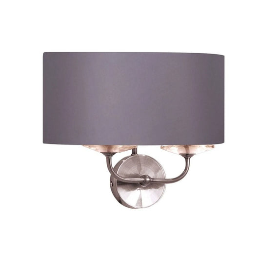 2L STYLO NICKEL WALL LIGHT C/W GREY SHADE