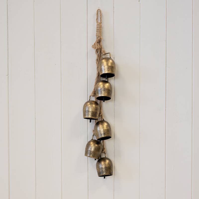 Metal Gold 6 Cowbell Hanging Garland