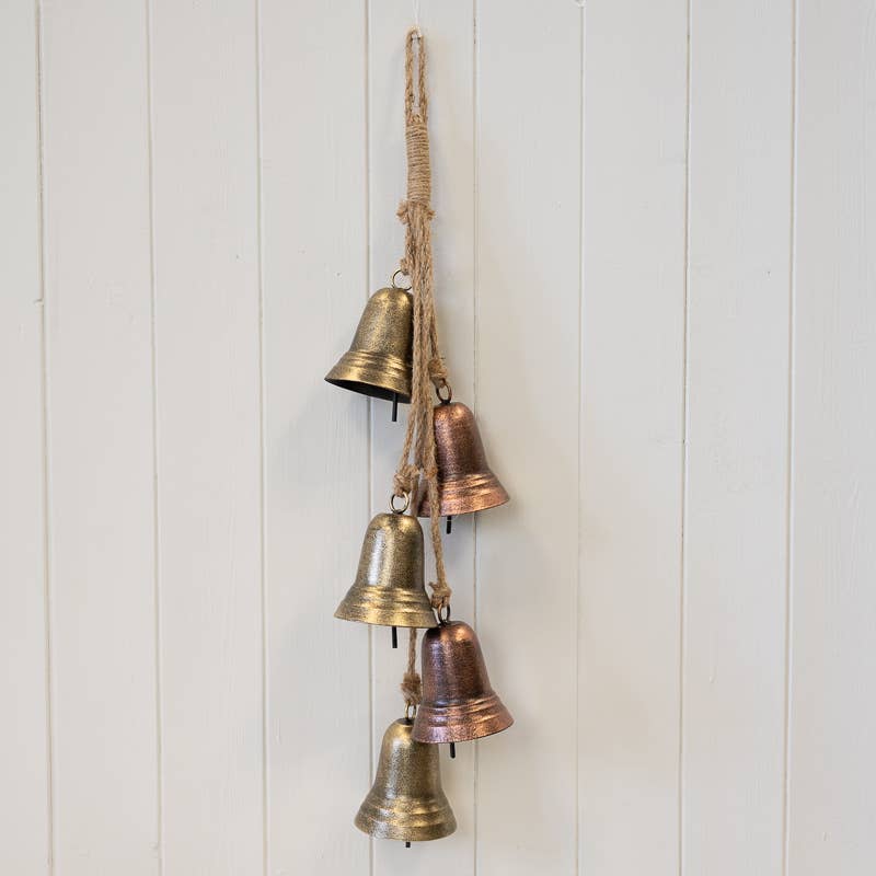 Metal Gold And Copper 5 Bell Hanging Garland