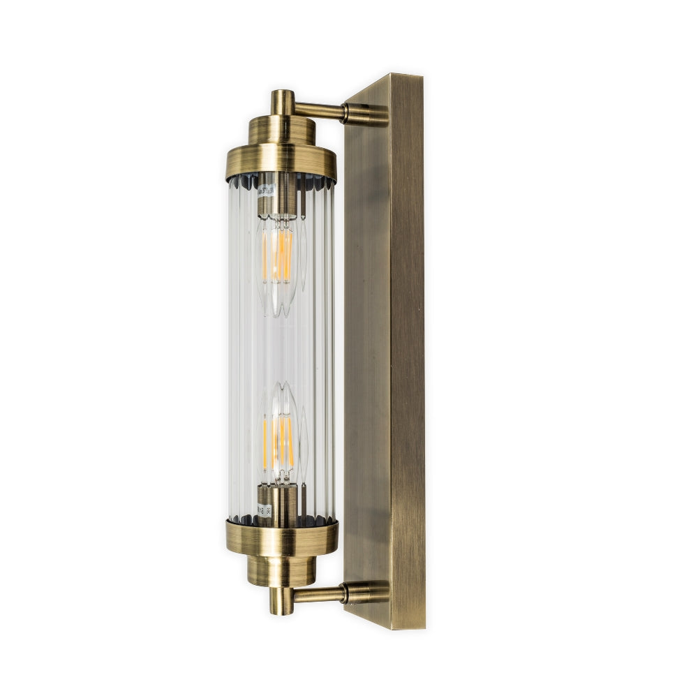 Edith 2 Light Antique Brass IP44 Bathroom Wall Light