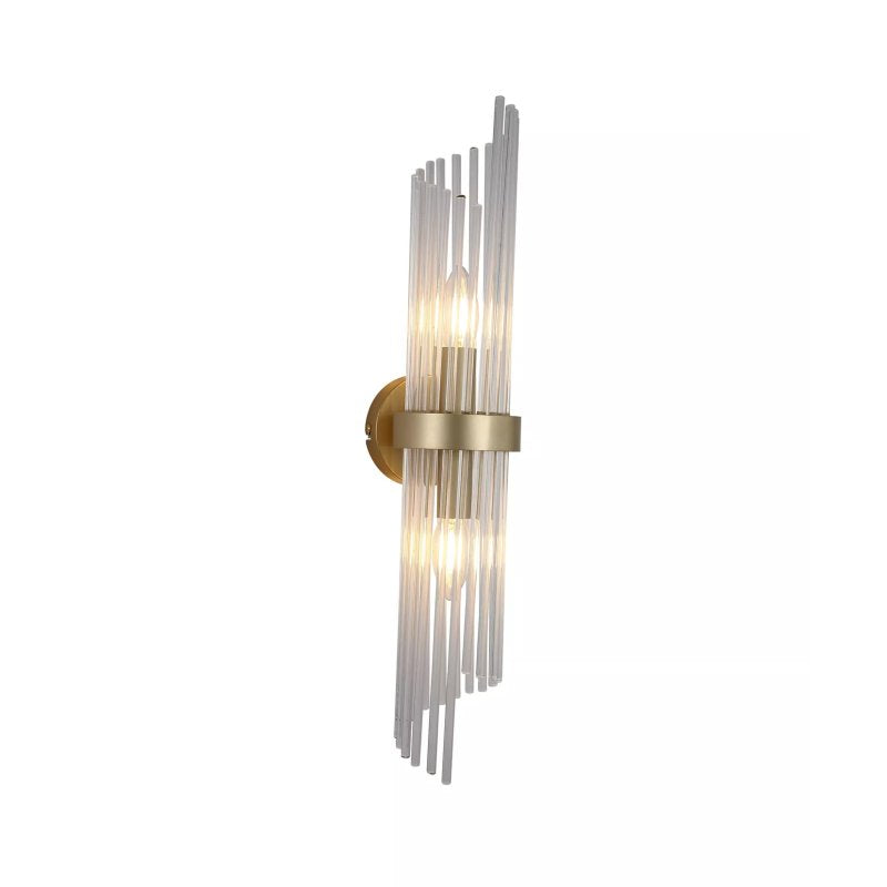 Lara 2 Light Wall Light in Gold Finish With Clear Glass Rods
