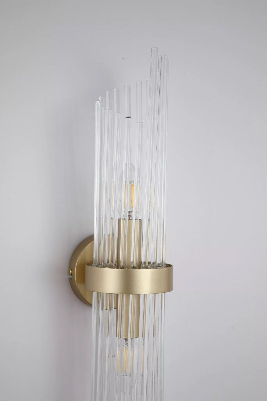 Lara 2 Light Wall Light in Gold Finish With Clear Glass Rods