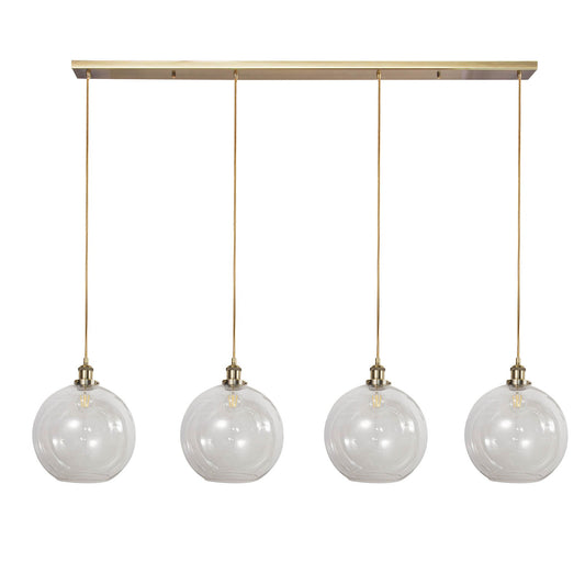 Lewis 4 Light Bar Medium Glass Ball Pendant Antique Brass