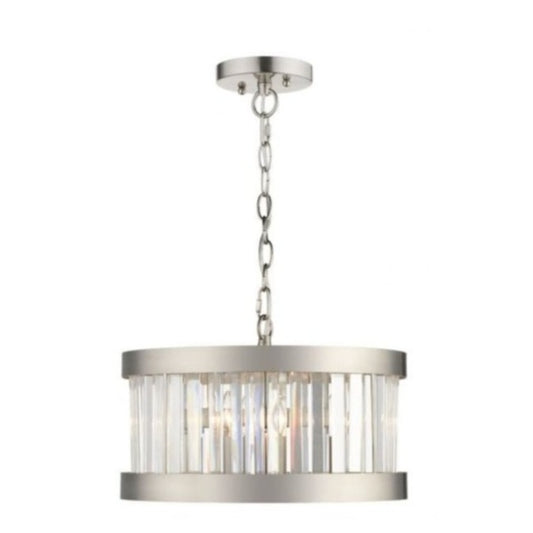 Pandora 3 Light Crystal Pendant Satin Chrome