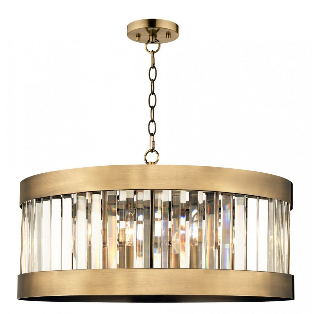 Pandora 5 Light Crystal Pendant Antique Brass