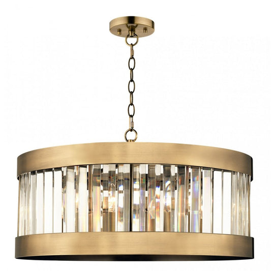 Pandora 5 Light Crystal Pendant Antique Brass