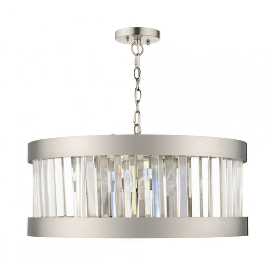 Pandora 5 Light Crystal Pendant Satin Chrome