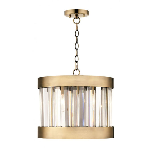 Pandora 1 Light Crystal Pendant Antique Brass