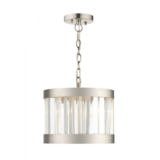 Pandora 1 Light Crystal Pendant Satin Chrome