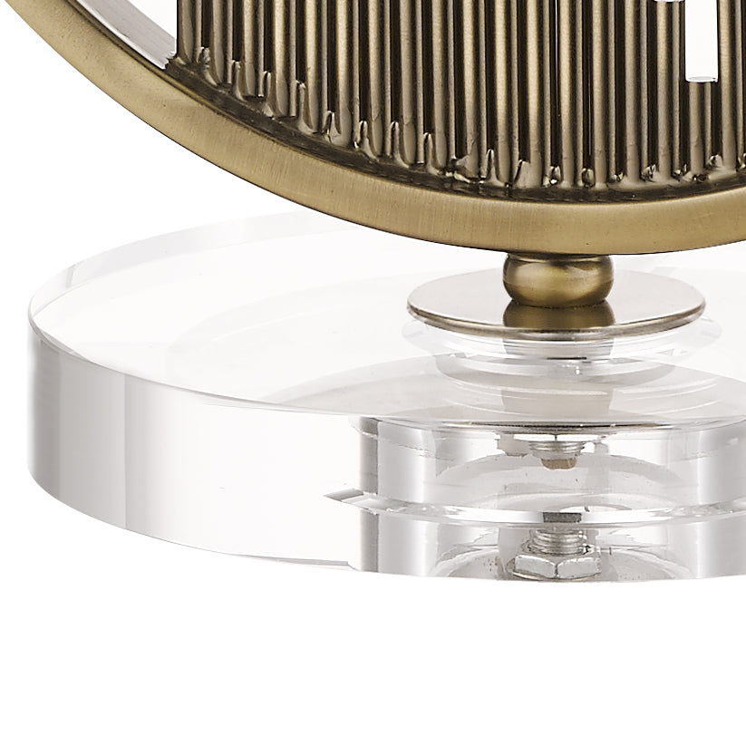 Manhattan Antique Brass and Crystal Table Lamp c/w Shade
