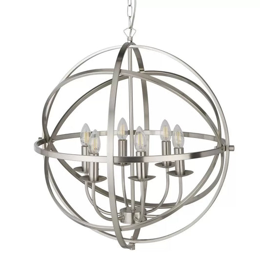 Orbit 6LT Pendant - Satin Silver Metal