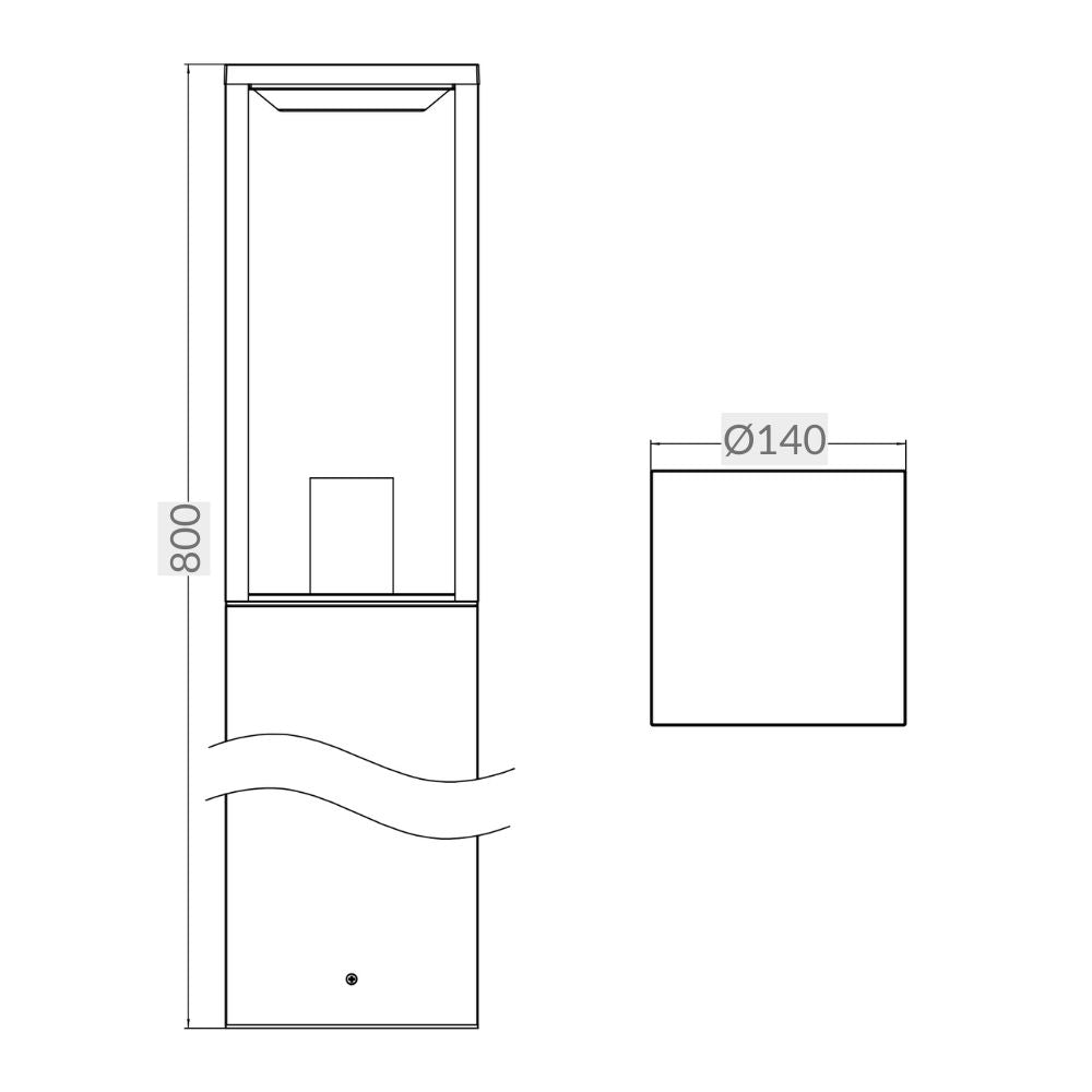 Parker 800mm Black Bollard Light