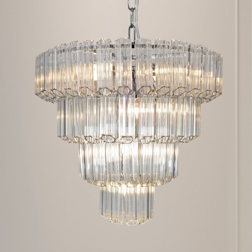 Pierre 11 Light Polished Chrome Crystal Ceiling Pendant