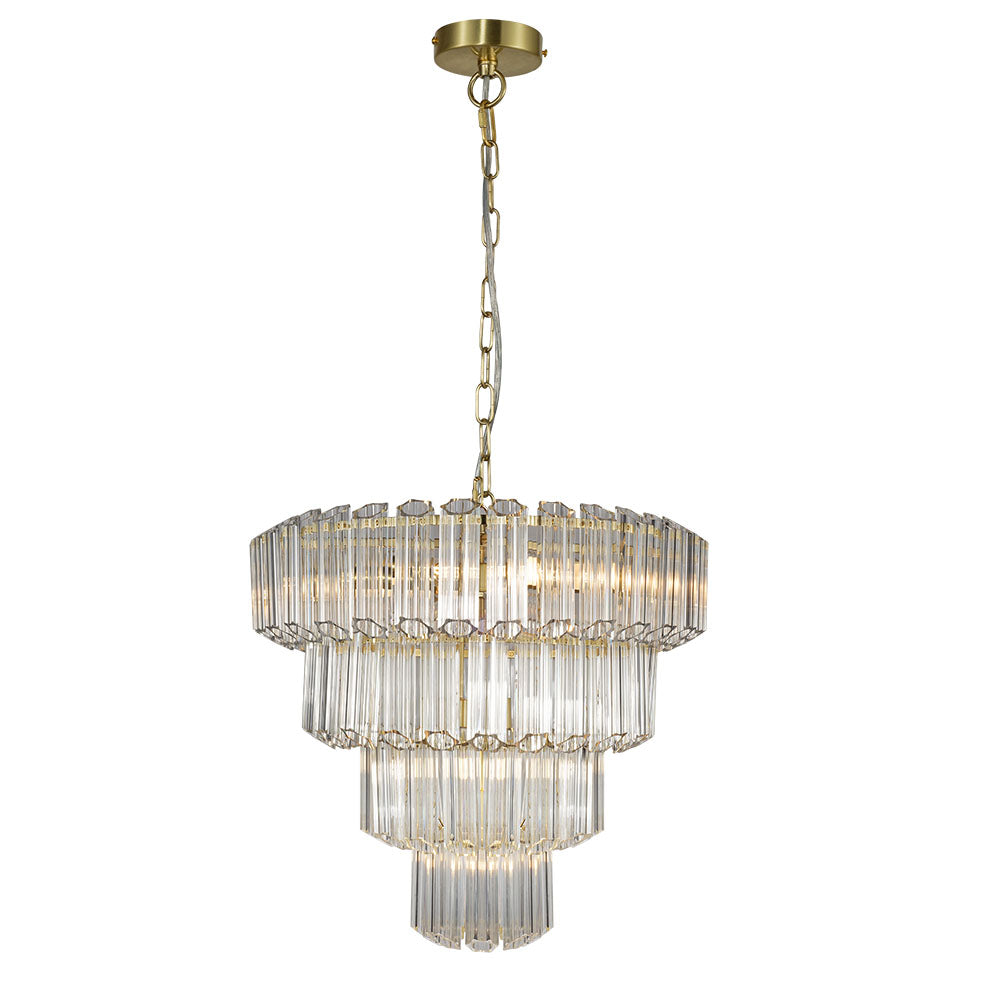 Pierre 11 Light Satin Brass Crystal Ceiling Pendant