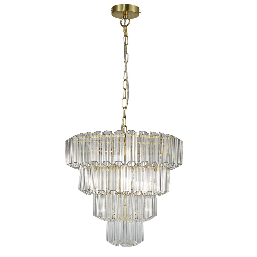 Pierre 11 Light Satin Brass Crystal Ceiling Pendant