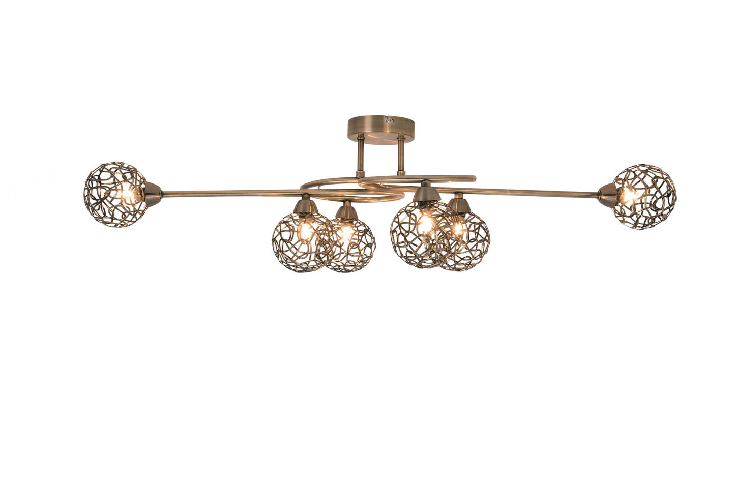 Ronda 6 Light Antique Brass with Mesh Ball Shad