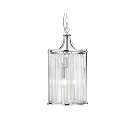 Victoria 2LT Pendant - Chrome Metal & Clear Crystal
