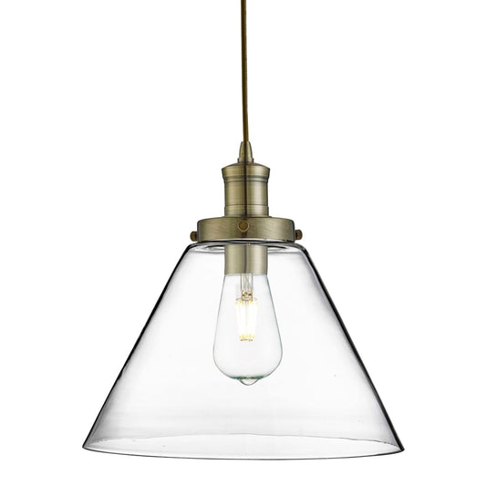Pyramid Pendant - Antique Brass Metal & Glass
