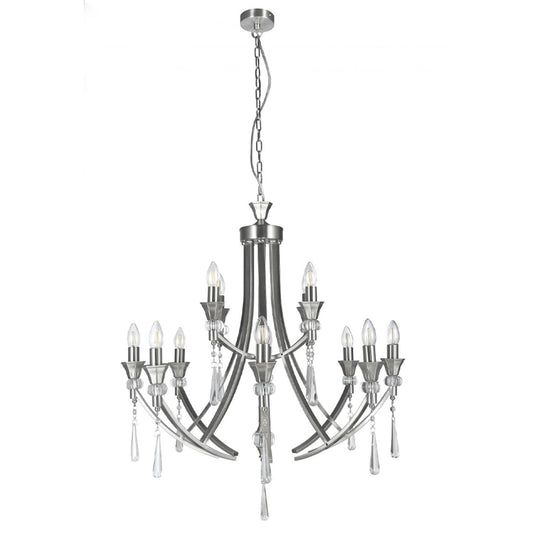 Sophia 12 Light Crystal Ceiling Light Satin Chrome