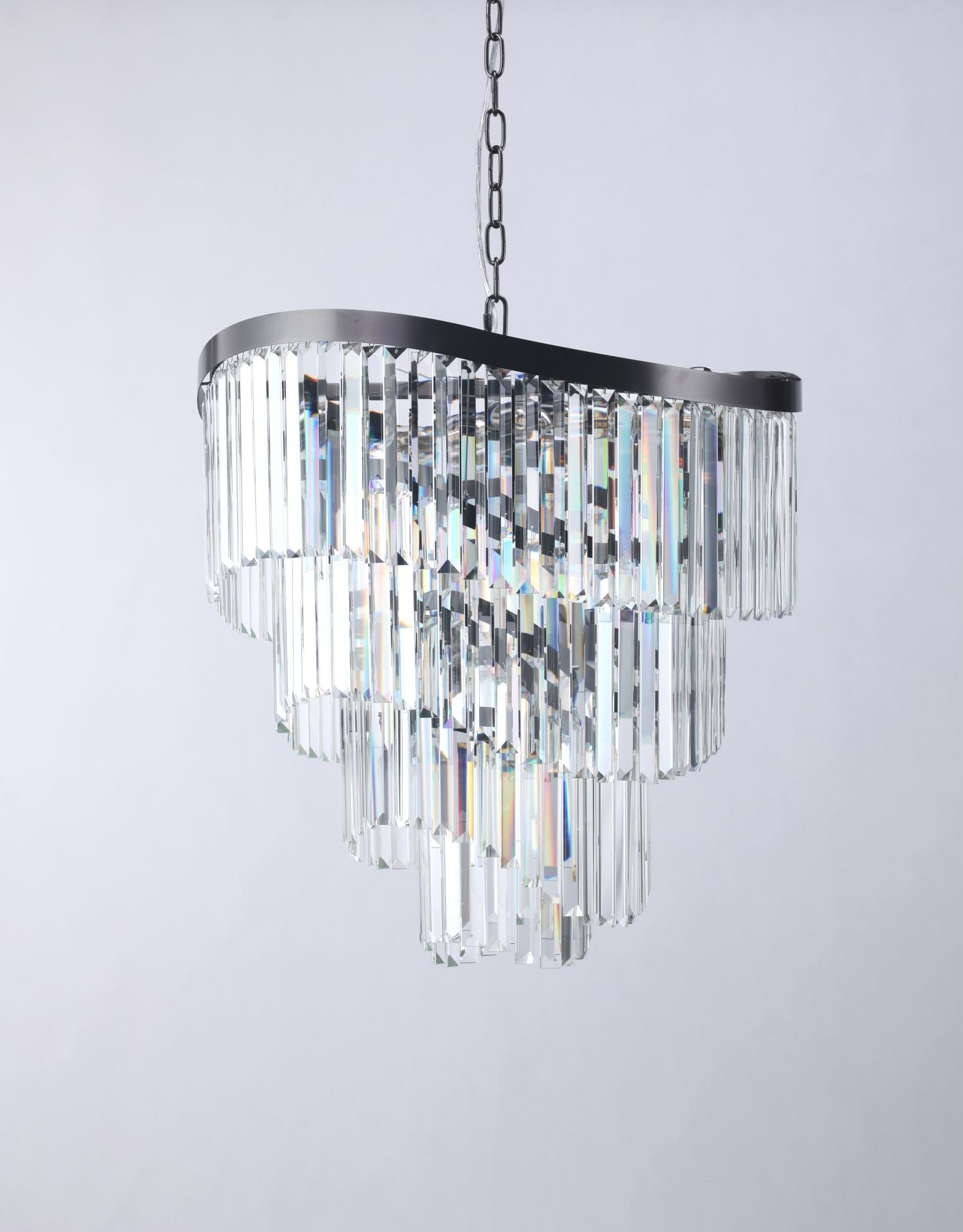 Waverly 12 Light Crystal Pendant Brushed Black Chrome