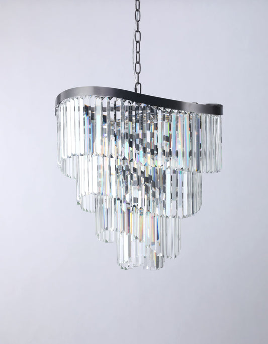Waverly 12 Light Crystal Pendant Brushed Black Chrome