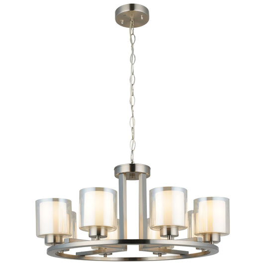 Yara 8 Light Satin Chrome Pendant